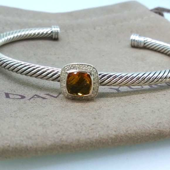 David Yurman 4mm Noblesse Bracelet Citrine Diamond - Picture 2 of 6